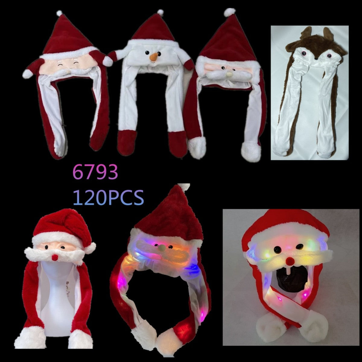 Light up santa hats wholesale Clearance