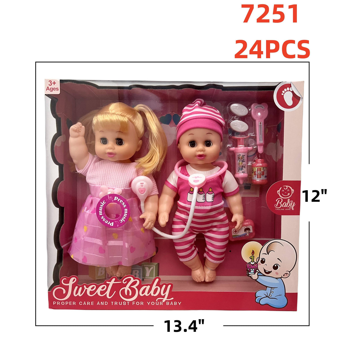 7251 Twin Baby Doll Set (6.25 Set) / 150 Case / 24 Sets Winston Trading Wholesale