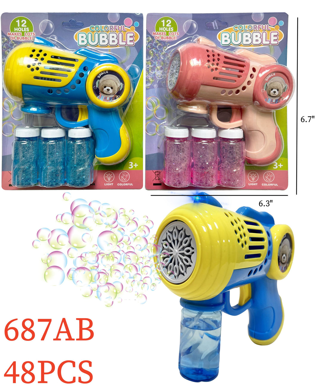 687AB Kids Automatic Bubble Machine Gun ($2.65 Each) / $127.20 / 48 P –  Winston Trading Wholesale